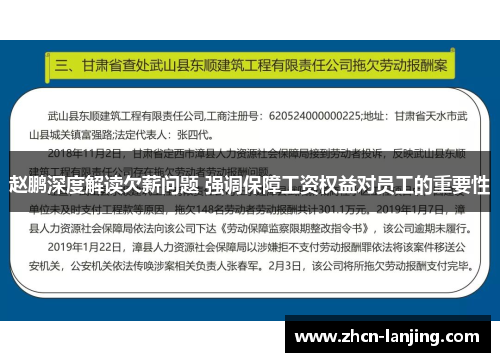 赵鹏深度解读欠薪问题 强调保障工资权益对员工的重要性